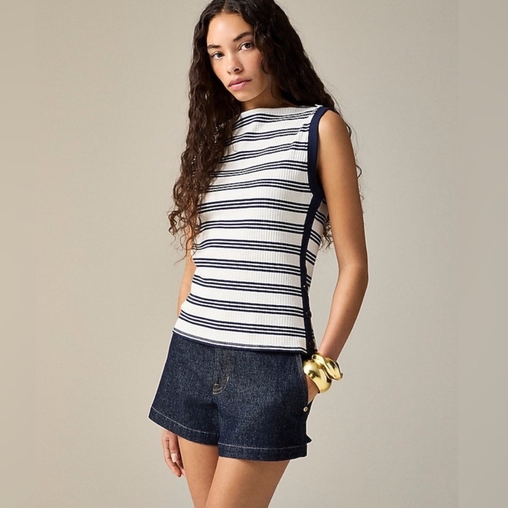 *NWT* J.Crew Premium Rib Side Button Top | Size S